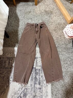 bohme Brown Straight-Leg Jeans with Frayed Hem